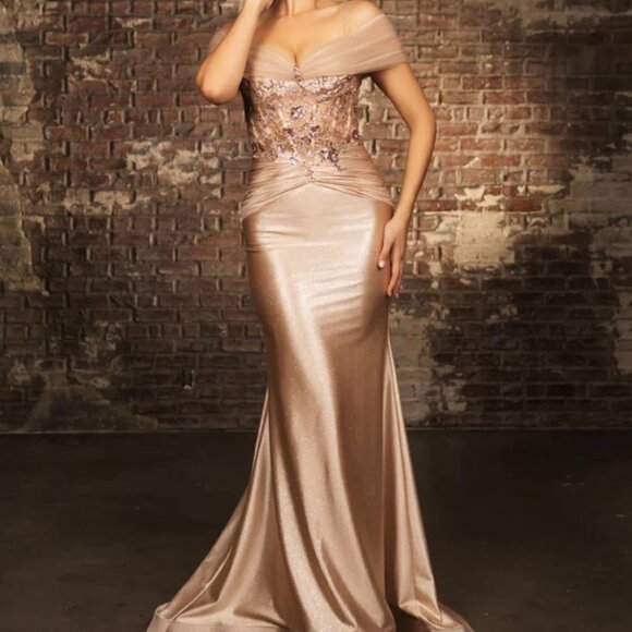 Gold,blue,black,off shoulder long beaded formal prom evening party plus size - Picture 1 of 10